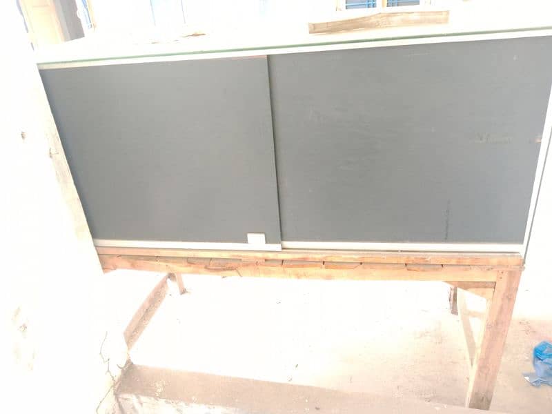 tea stall glass cabinets or wooden table and benches 3