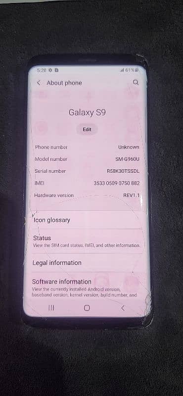 Samsung galaxy S9 for sale Good  condition 5