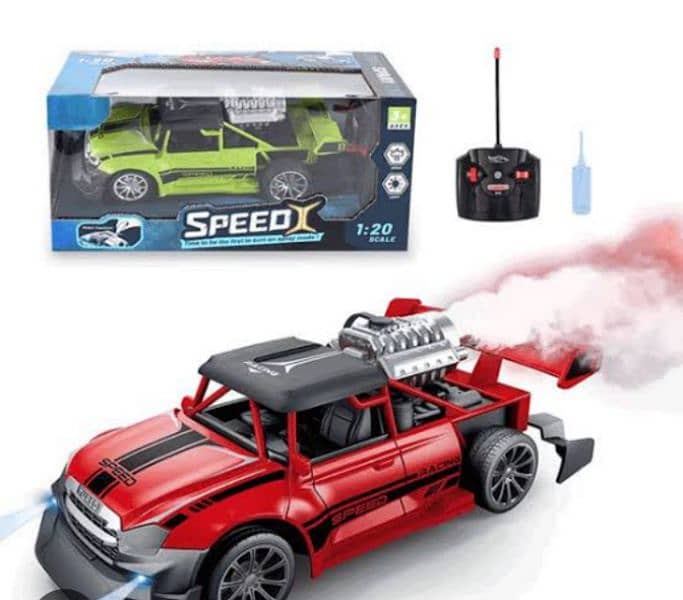 rc smoke and drifting rechargeable car with 2 led lights 0