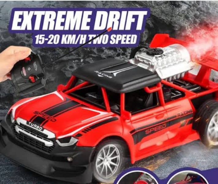 rc smoke and drifting rechargeable car with 2 led lights 1