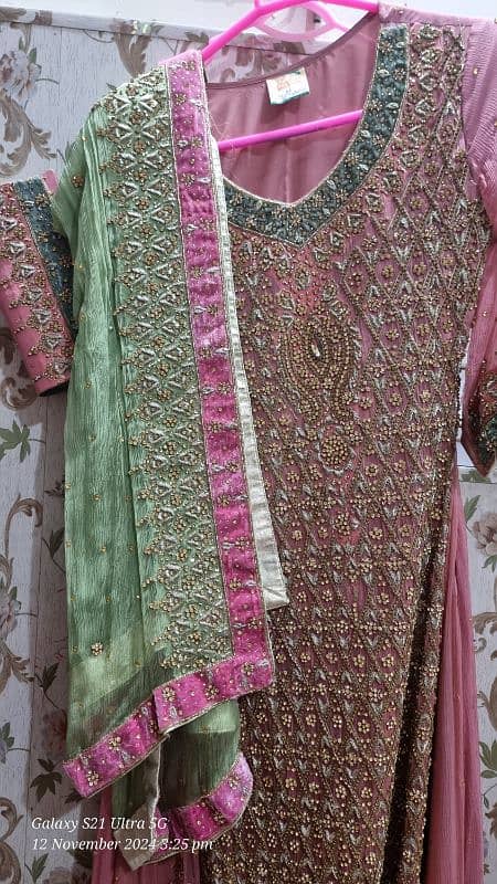 Bridal Maxi and suits stitched waleema mehndi wear full embroidery 1