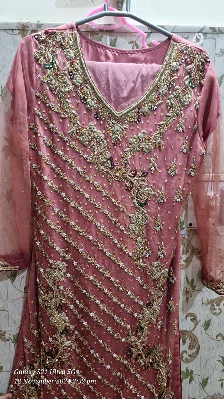 Bridal Maxi and suits stitched waleema mehndi wear full embroidery 3