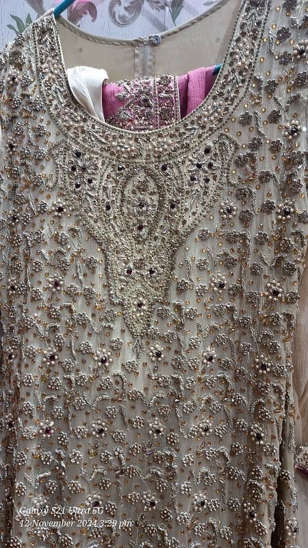 Bridal Maxi and suits stitched waleema mehndi wear full embroidery 8