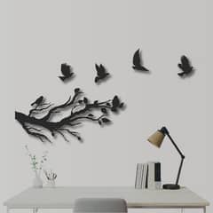 Flying birds from tree branches wooden wall art