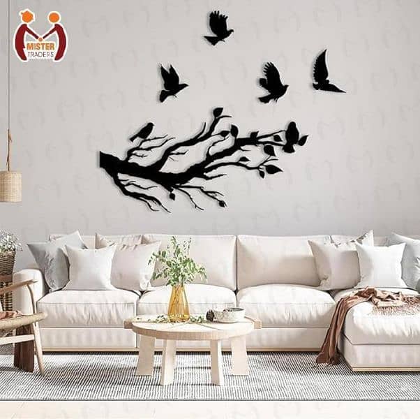 Flying birds from tree branches wooden wall art 3