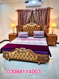 Bed set wooden king size luxury design it’s very very reasonable price