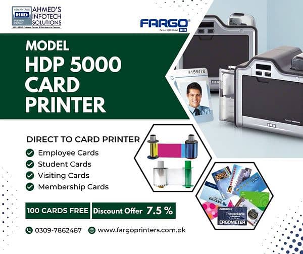 HID FARGO HDP5000 PVC CARD PRINTER With water Mark security 13