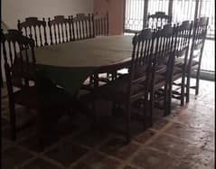 Solid wood dining table with 10 chairs