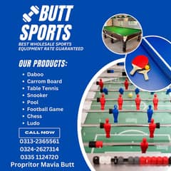 FOOTBALL GAME , FOSSBALL , TABLE TENNIS , ROD GAME , SNOOKER TABLE