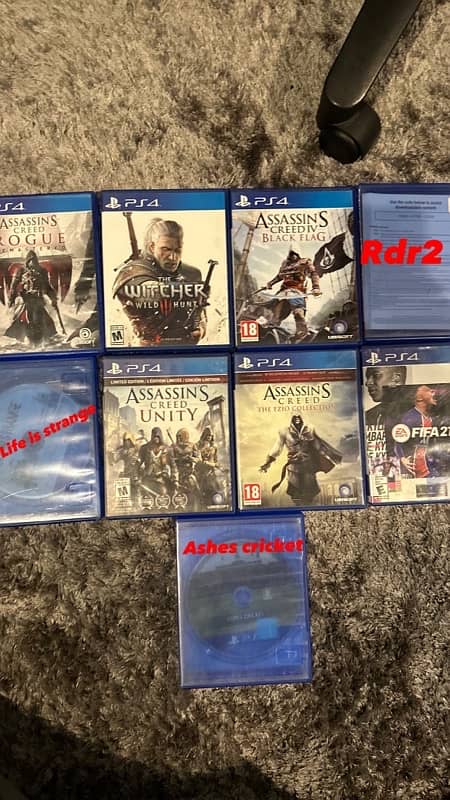 ps4 games top hit titles rdr2 /witcher/ assasins creed/ fifa/ cricket 0