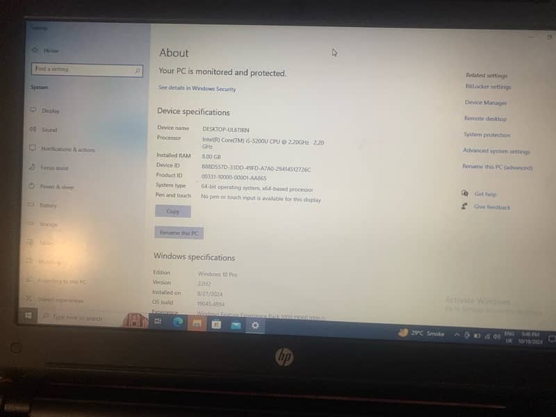 hp laptop i5 5th generation 8gb ram 128 gb ssd hard 2