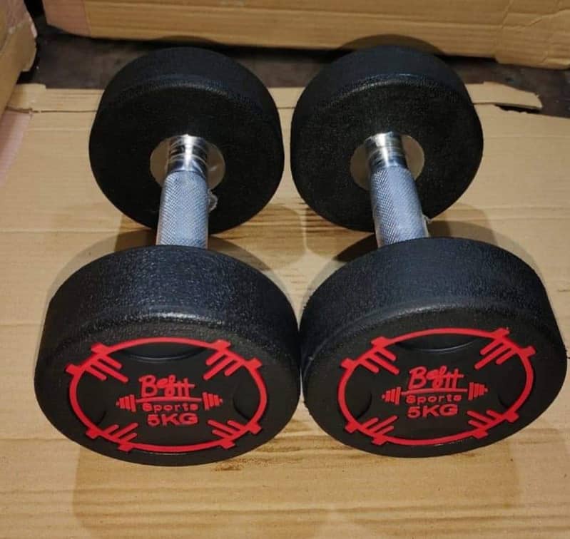 Rubber coated Dumbbell |Goodlife fitness PAK |Weight Plates 15