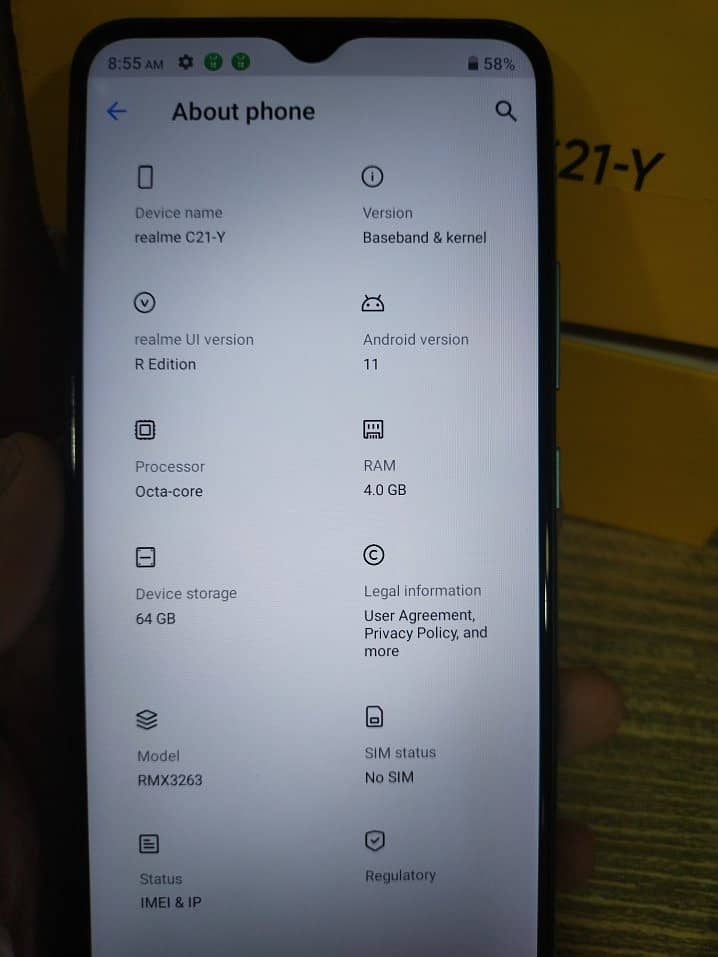 Realme C21y 4gb/64gb with Complete saman 8