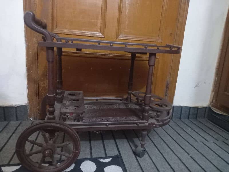 HAND-MADE WOODEN TEA TROLLY 0