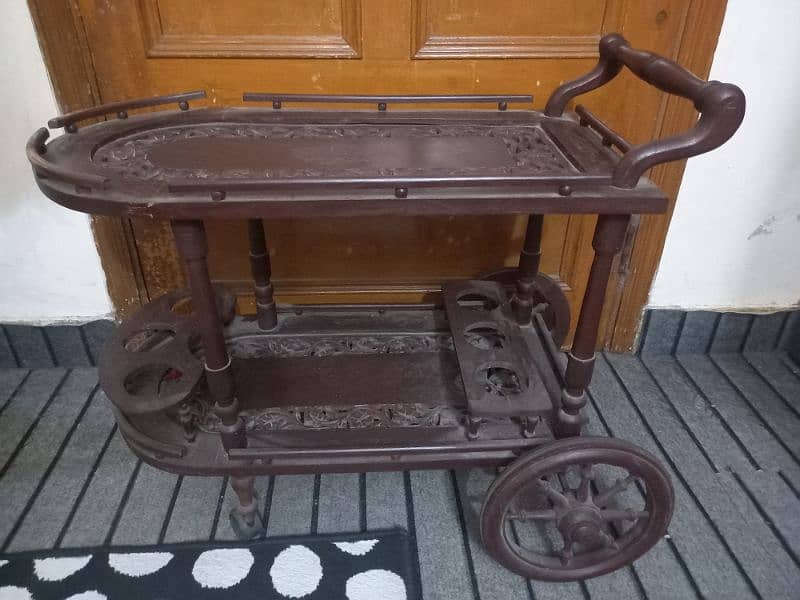 HAND-MADE WOODEN TEA TROLLY 2