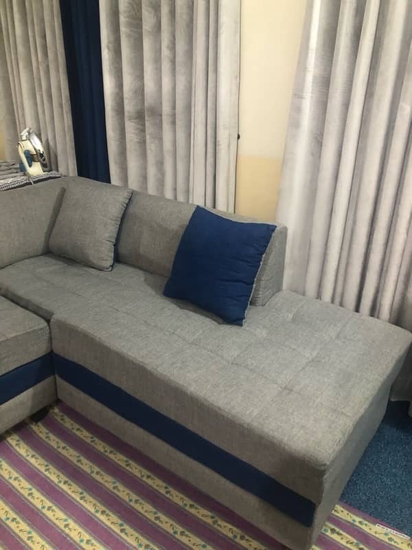 blue and grey L shaped sofa 2