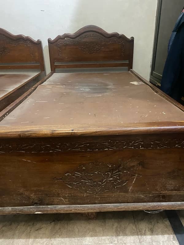 SHEESHAM WOOD BEDS | 2 Single Beds | 100% Original WOOD | VINTAGE BEDS 2