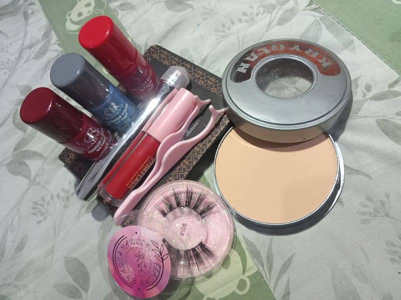 Deal of 5 Lip gloss,Nail paints,Krylon Pancake,Eyelashes,Eye serum 2