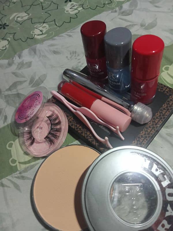 Deal of 5 Lip gloss,Nail paints,Krylon Pancake,Eyelashes,Eye serum 3