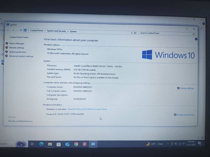 Dell latitude 5290 i5 8th gen 8GB Ram 3