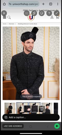 Sherwani uniworth branded black