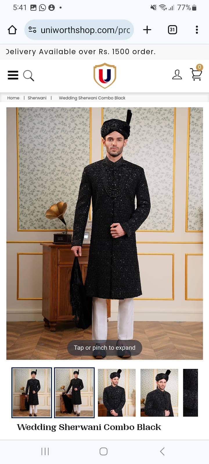 Sherwani uniworth branded black 1