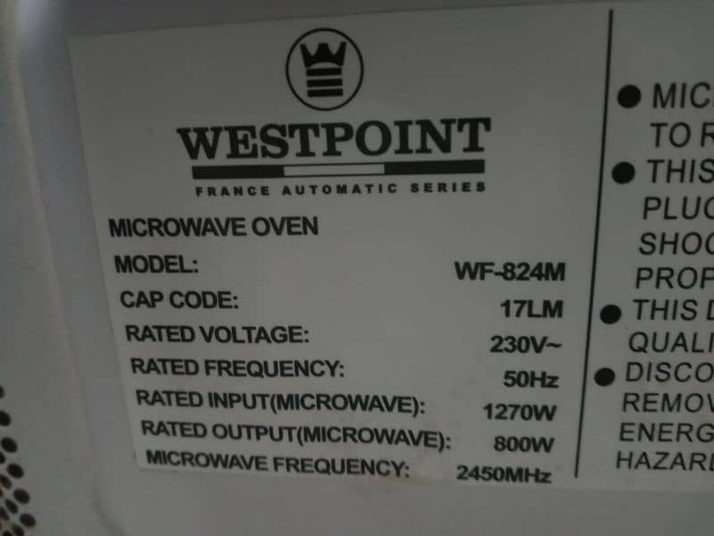 microwave oven. westpoint 3