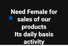 Need Female for sales, Stall/Counter Activity on daily basis