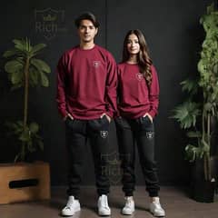 2 Pcs Unisex fleese plain track suit