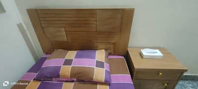 New Single Bed With Side Table and Mattress For Sale