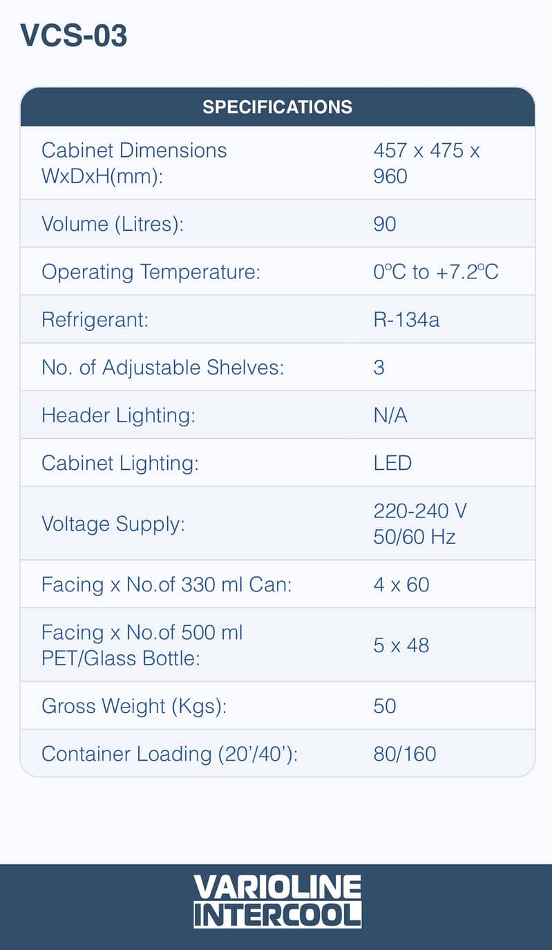 VARIOLINE - VISI COOLER VCS-03 (90 LITRE) - Warranty card available 8