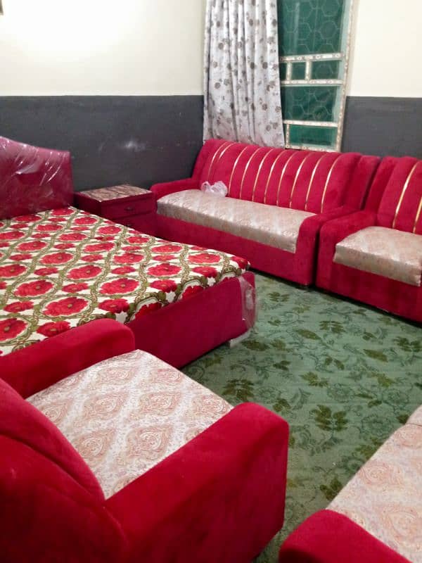 11 seater sofa set and double bed for sale 2