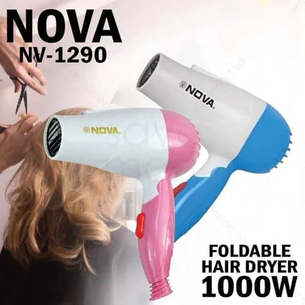 Nova Foldable Hair Dryer – Nv 1290 (random Color) 0