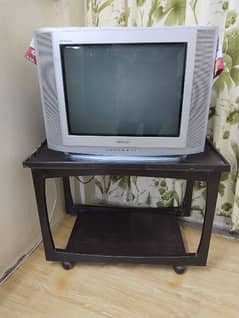 Samsung television Model: CS-21K40MJ with wooden TV Trolly