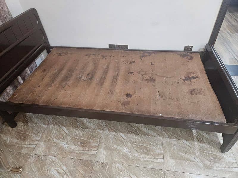 Wooden Single Bed With Mattress 2