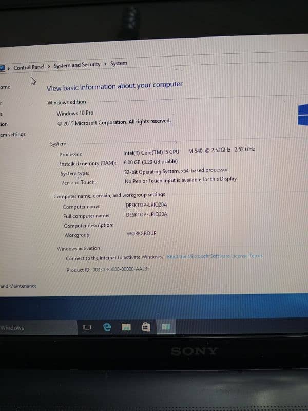 Sony laptop for sale core i5 with charger 1