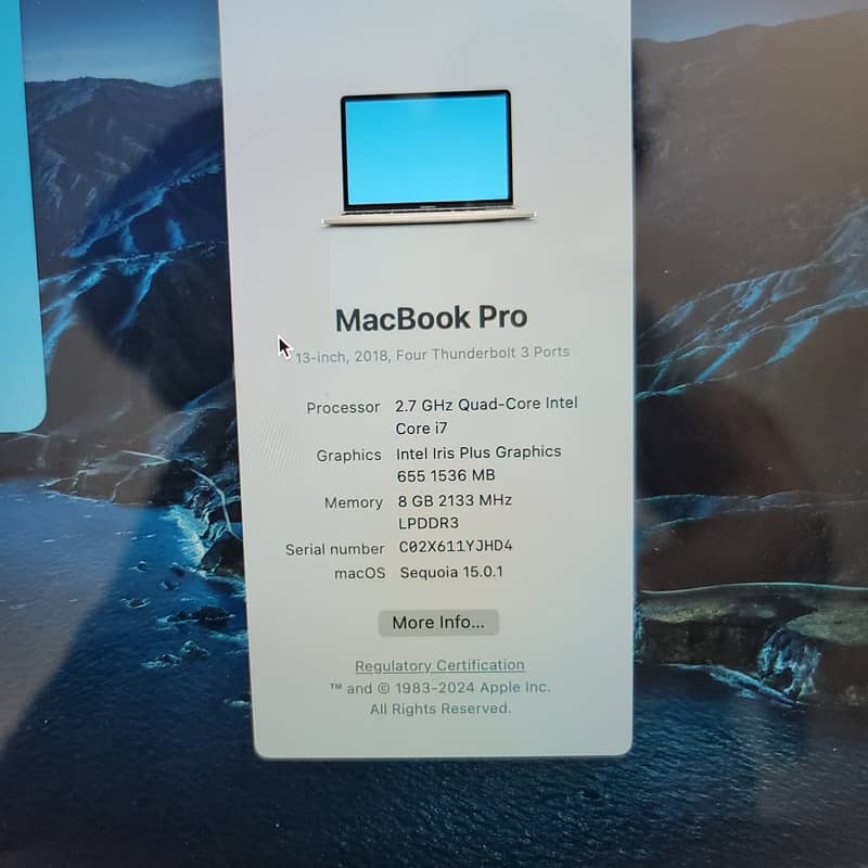 Mac book pro for sale - 2018 2.7ghz processor core i7 1