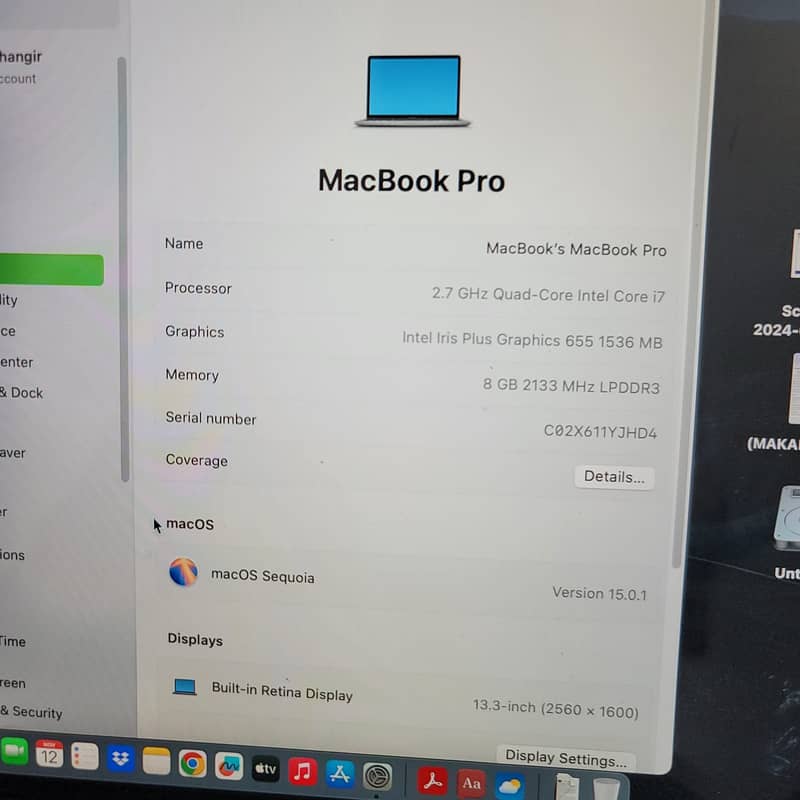 Mac book pro for sale - 2018 2.7ghz processor core i7 4