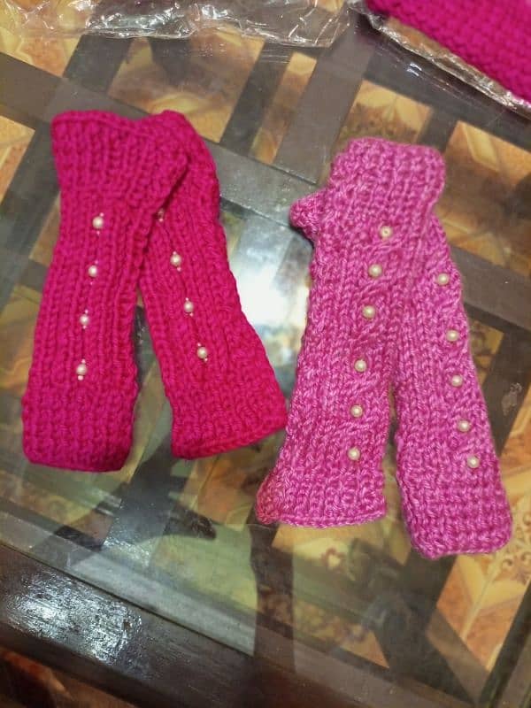 kid's Winter Hand Gloves & Band In Wool Stuff 2