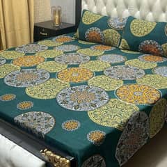 3 pc  Crystal cotton printed Double Bedsheet || Delivery available