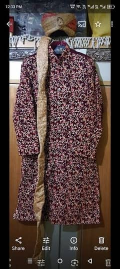 grome sherwani with kulla only 2 time used medium size