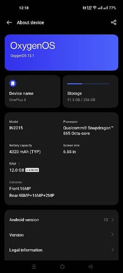 oneplus 8 12/256gb full ok condition