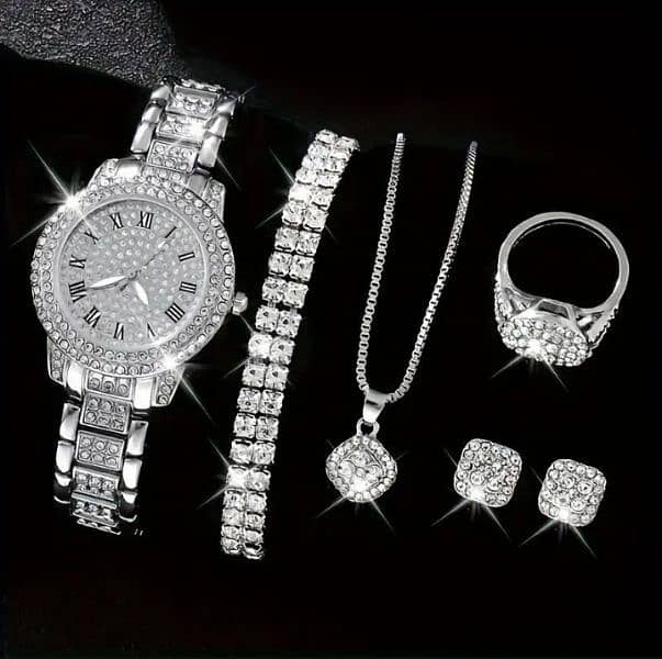 Women,s Diamond Artificial Set -Roman Watch - silver 0