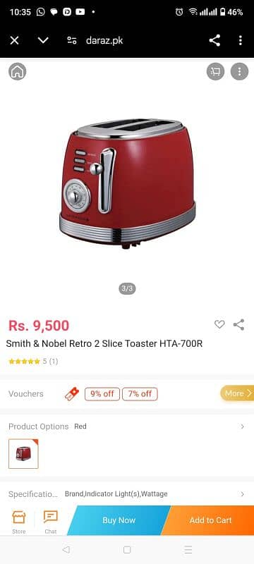 Smith & Nobel Retro 2 Slice Toaster 2