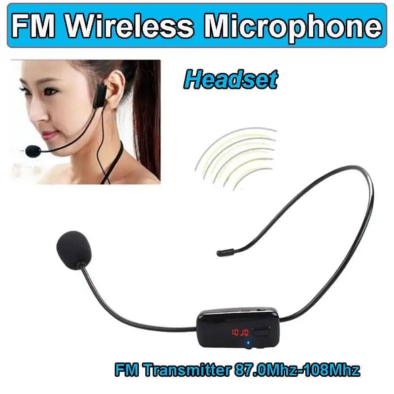 Portable FM mic Handsfree Microphone Megaphone for Teaching TourGuide 0