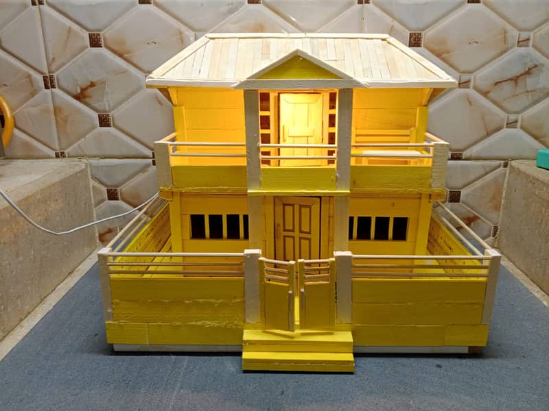 Beautiful Mini Wooden Handmade House With Night Lamp 0