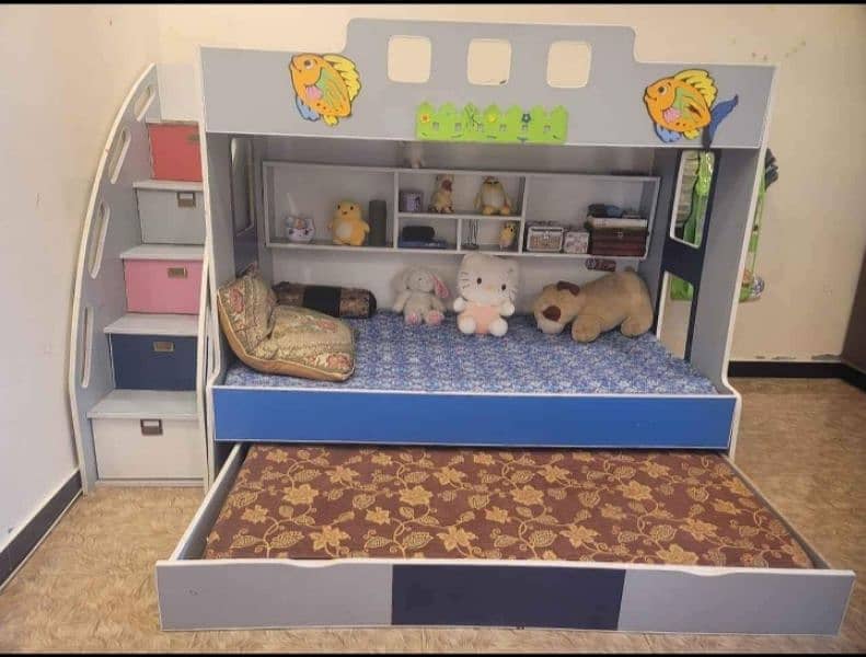 Bunk Bed / kids bunk bed triple with mattress 2