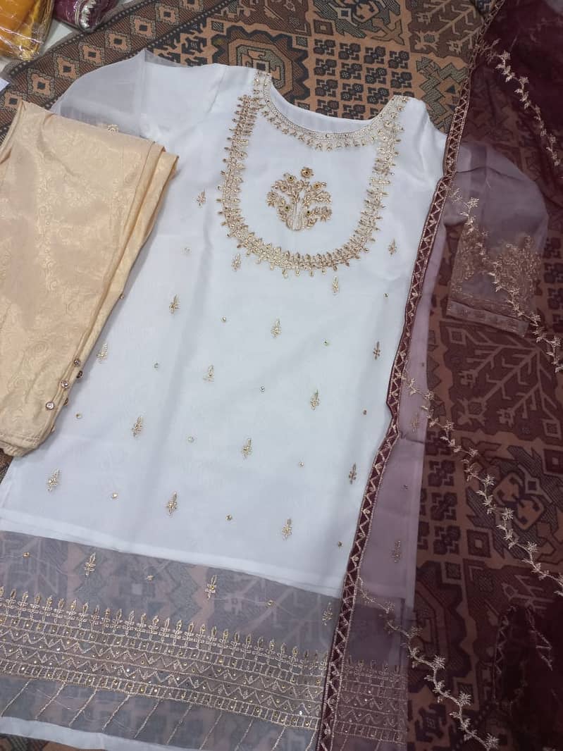 Neck Sleeves & Daman Embroidered & Handwork with Embroidered Dupatta 3