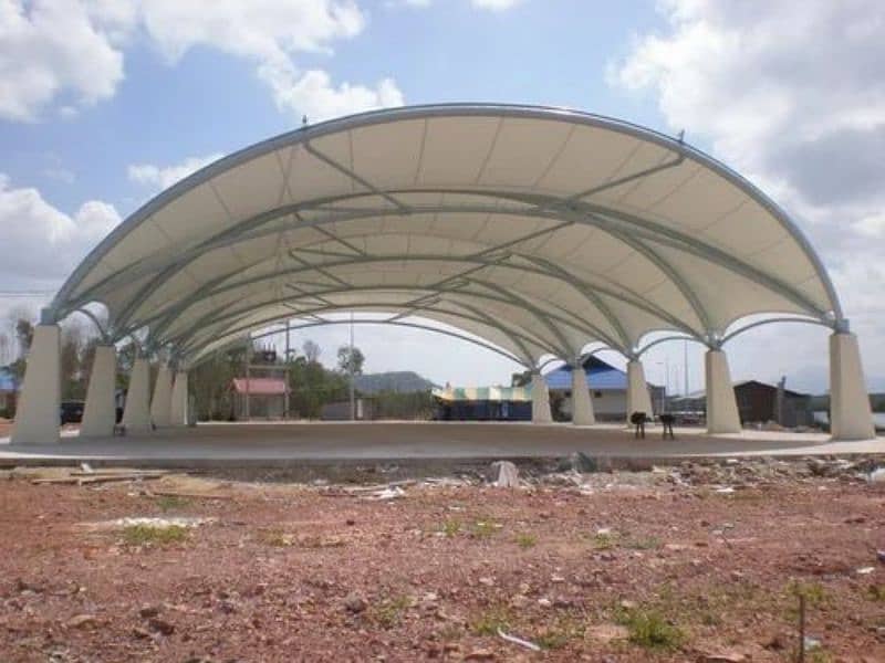 Dome structure sheds in Pakistan | Tensile parking shade | Car porch 0