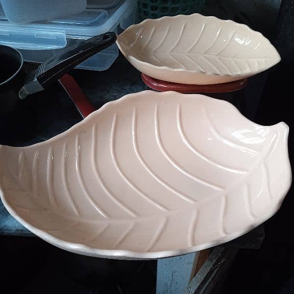 2 brand new patta dishes in peach colour 1